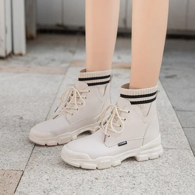 Fleece-Lined Short Boots, Sock Boots, Martin Boots