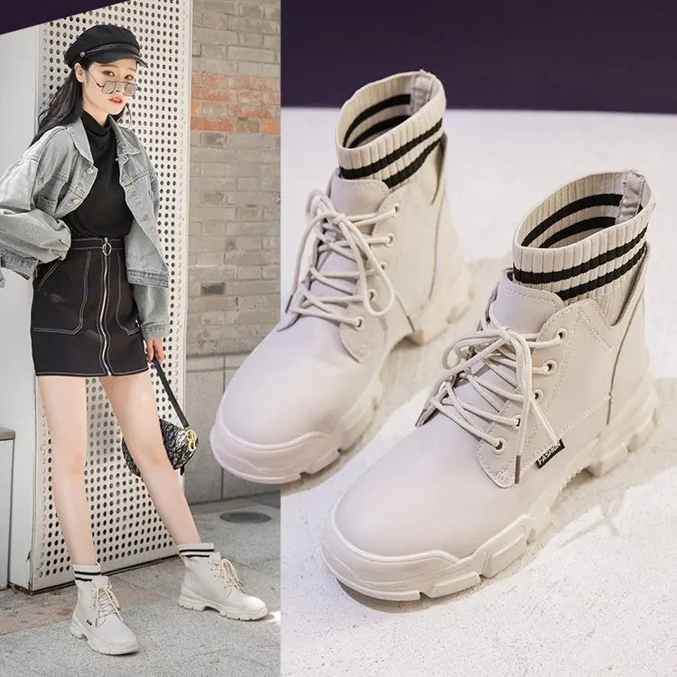 Fleece-Lined Short Boots, Sock Boots, Martin Boots