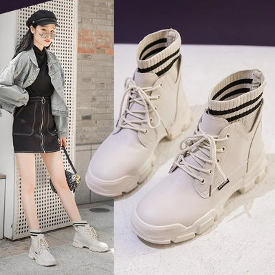 Fleece-Lined Short Boots, Sock Boots, Martin Boots