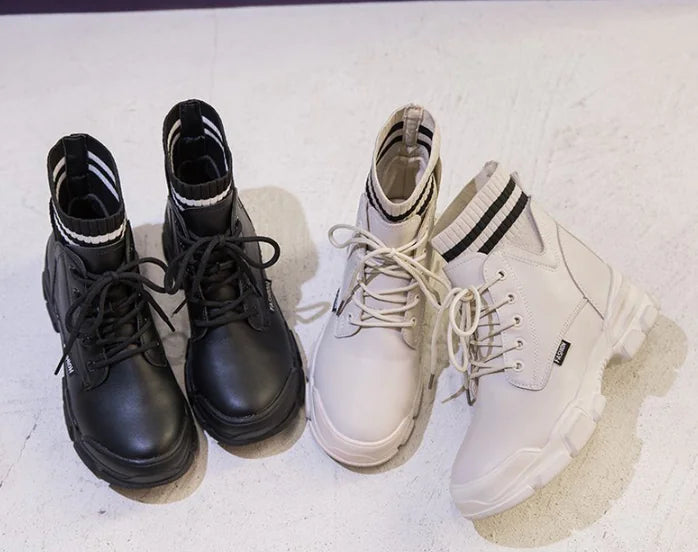 Fleece-Lined Short Boots, Sock Boots, Martin Boots